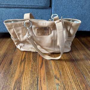 Calvin Klein Tan Pebbled Leather Shoulder Tote Bag